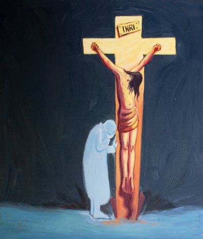 Door nederigheid kunnen we leren ons met onze wonden te verbergen naast Jezus de gekruisigde door Elizabeth Wang