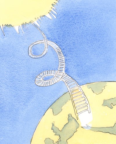 Het is alsof er een lange spiraalvormige ladder van de hemel naar de aarde reikt door Elizabeth Wang