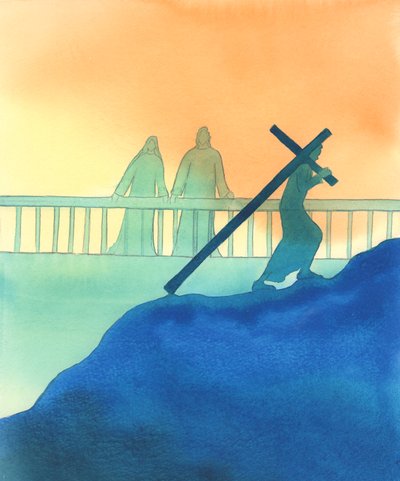 Jezus en Maria kijken met tederheid naar ons terwijl we onze eigen Kruisweg volgen door Elizabeth Wang