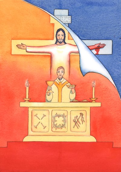 Jezus is aanwezig bij ons tijdens de mis, biddend tot de Vader namens ons, om hulp in onze behoeften en voor eeuwige redding. We kunnen al onze gebeden verenigen met zijn grote offergebed door Elizabeth Wang