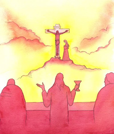 Op de avond voor zijn dood stelde Jezus de Heilige Eucharistie in, tijdens het Laatste Avondmaal door Elizabeth Wang