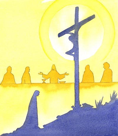 Op de avond voor Zijn dood, stelde Jezus de Heilige Eucharistie in, tijdens het Laatste Avondmaal, 2001 door Elizabeth Wang