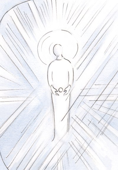 St. Anna ontving in haar schoot de Onbevlekte, als een hostie; de Maagd Maria, die de Moeder van God zou worden door Elizabeth Wang