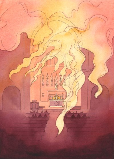 De Al-Heilige en Majestueuze God is aanwezig bij ons in ons heiligdom, als een laaiend vuur dat zich uitstrekt door het hele gebouw door Elizabeth Wang