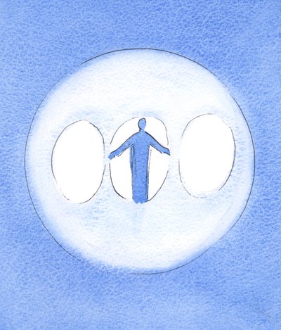 De Heilige Drie-eenheid kan worden gezien als een Drievoudig Licht met Christus de God-mens in het midden door Elizabeth Wang