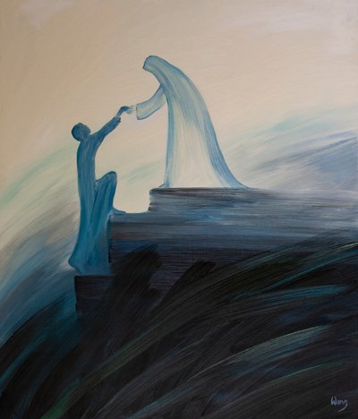 De Heilige Maagd Maria, onze Moeder, bidt voortdurend voor ons en helpt degenen die we aan haar zorg toevertrouwen, inclusief de Heilige Zielen. door Elizabeth Wang