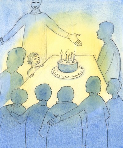 De Kerk is als een helder huis, vol leven, in een bijna verlaten, besneeuwd landschap door Elizabeth Wang
