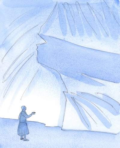 De Heer toonde mij een persoon met een klein steentje in haar hand, dat de pure liefdadigheid vertegenwoordigde die zij voor iedereen toont. door Elizabeth Wang
