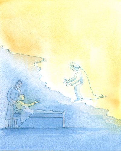 Het proces van sterven: Sterven is een soort arbeid. Christus wacht om elk van Zijn trouwe kinderen te verwelkomen die na een tijd in de 