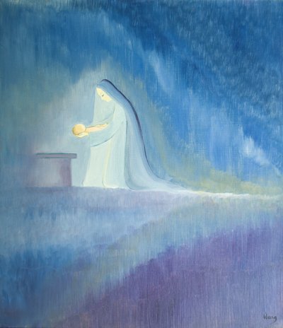 De Maagd Maria zorgde met eenvoud en vreugde voor haar kind Jezus door Elizabeth Wang