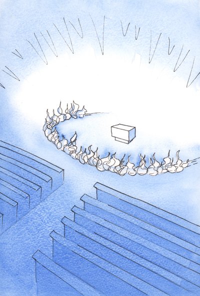 Het heiligdom in een katholieke kerk is een heilige plaats, alsof het door vuur is omcirkeld, en we moeten ons voorbereiden om waardiger te zijn als we het altaar naderen door Elizabeth Wang
