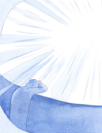 De zielen van het vagevuur houden zich voorlopig op afstand van God vanwege hun schaamte en verdriet, 2001 door Elizabeth Wang