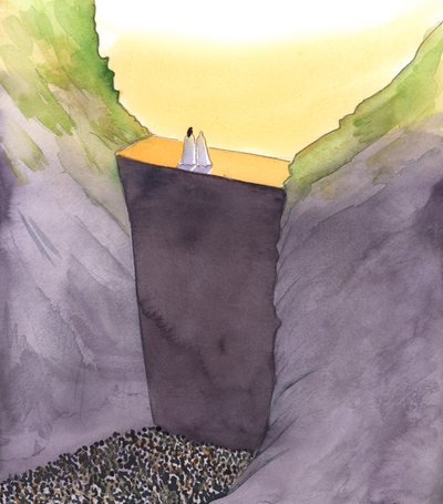 De muur van zonde, die ons van God scheidt, wordt alleen beklommen door Christus, die met Zijn moeder staat. Hij alleen kan ons helpen de Glorie van de Hemel te bereiken door Elizabeth Wang