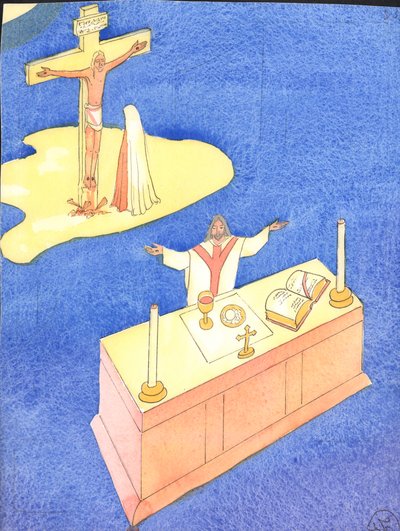Door de Eucharistie, die werd ingesteld tijdens het Laatste Avondmaal, wordt het Offer van Golgotha in elke generatie opnieuw gepresenteerd. door Elizabeth Wang