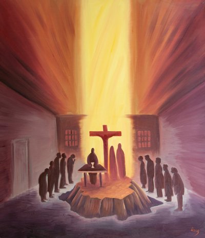 Door de Mis zijn we verenigd met de hele Kerk rond het Kruis van Golgotha door Elizabeth Wang