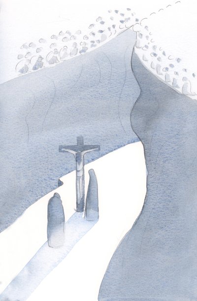 Wat een kloof ligt er voor ons bij de Mis, terwijl we deel worden van het Ene Offer voor zonde, verenigd met dat verleden toen Christus aan het kruis ons redde. door Elizabeth Wang