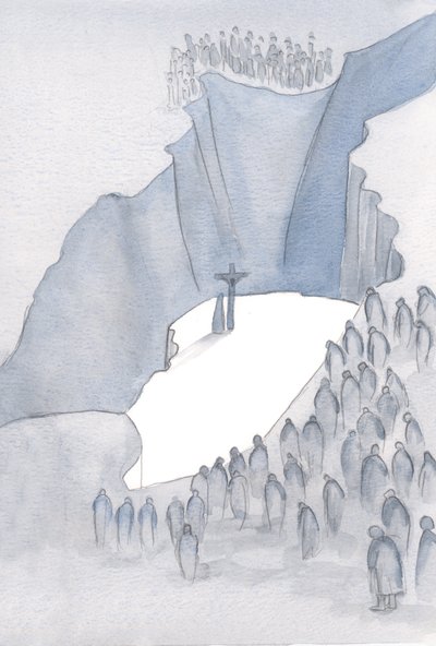 Wat een kloof ligt er voor ons bij de Mis, terwijl we deel uitmaken van het Ene Offer voor zonde, verenigd met dat verleden toen Christus aan het Kruis ons redde. door Elizabeth Wang