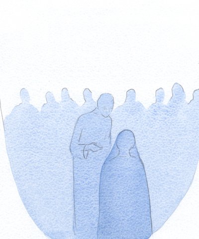 Toen het kind Jezus in de Tempel werd gevonden, leunde Hij naar voren en legde stilletjes uit aan Zijn Heilige Moeder (met oneindige vriendelijkheid) dat Zijn werk al was begonnen door Elizabeth Wang