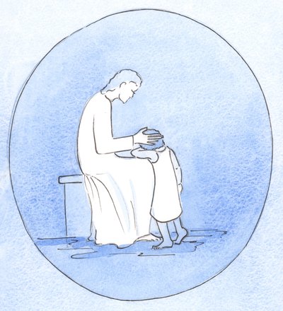 Wanneer we berouw tonen over onze zonden, kijkt Jezus Christus ons met tederheid aan, net zoals een moeder haar kind omhelst. door Elizabeth Wang