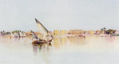De Tempel van Luxor, vanaf de Westelijke Oever van de Nijl door Ella Du Cane
