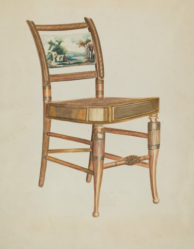 Stoel - met Hudson River Scènes door Ella Josephine Sterling