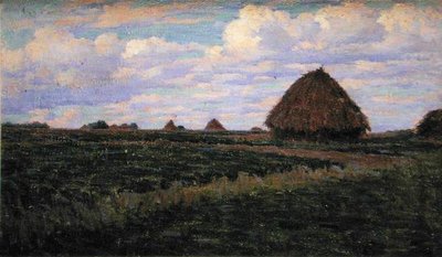 Hooibergen in een Groen Veld door Elmer Boyd Smith