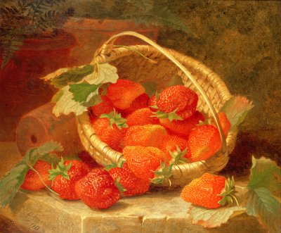 Een Mandje Aardbeien op een stenen richel, 1888 door Eloise Harriet Stannard