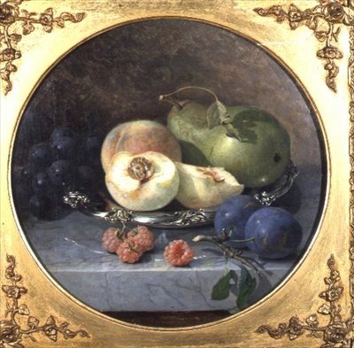 Stilleven van fruit op een marmeren rand door Eloise Harriet Stannard