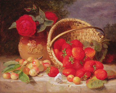 Stilleven van mand met aardbeien en kersen, 1898 door Eloise Harriet Stannard