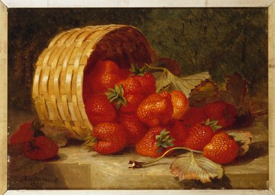 Aardbeien in een Rieten Mand op een Richel, 1895 door Eloise Harriet Stannard