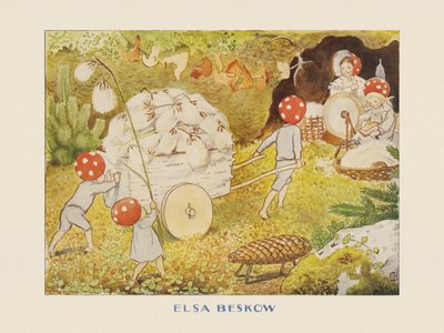 De Mushroom Kids-kerstmanpoppetjes van katoen door Elsa Beskow