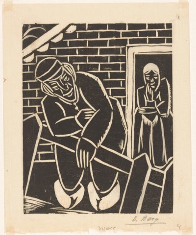 Boer voor zijn woning door Else Berg (signed by artist)
