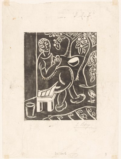 Vrouw op bank door Else Berg (signed by artist)