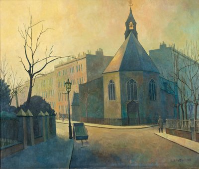 Straatscène, St. John de Doperkerk, Noord-Londen door Elwin Hawthorne