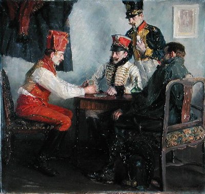 Aan de kaarttafel door Emanuel Bachrach Baree