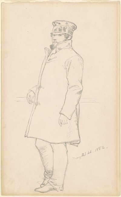 Man met pet en jas door Emanuel Gottlieb Leutze