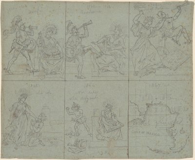 Politieke cartoon van de Amerikaanse Burgeroorlog door Emanuel Gottlieb Leutze