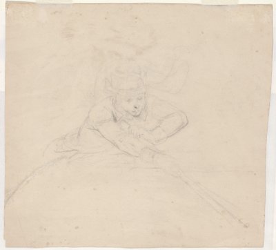 Studie van Halflang Figuur met Paal door Emanuel Gottlieb Leutze