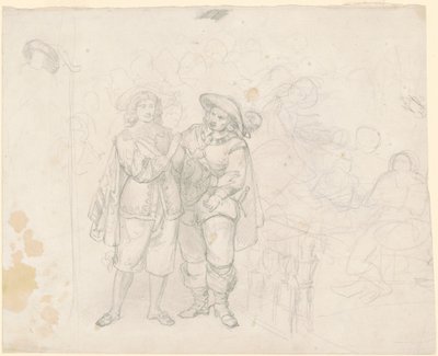 Twee ruiters (recto) door Emanuel Gottlieb Leutze