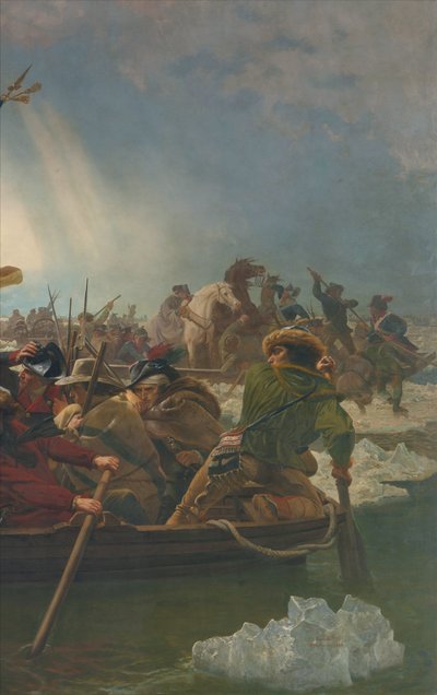 Washington steekt de Delaware over, 25 december 1776 door Emanuel Gottlieb Leutze
