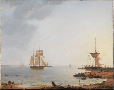 Schepen voor de kust van Zeeland. Ochtend door Emanuel Larsen