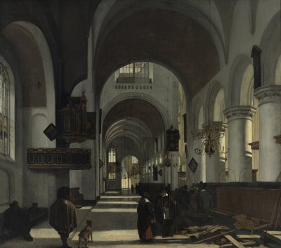 Interieur van een kerk door Emanuel de Witte