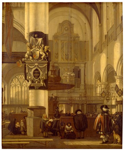 Interieur van een kerk door Emanuel de Witte