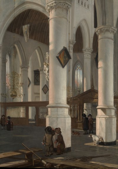 Interieur van de Oude Kerk, Delft door Emanuel de Witte