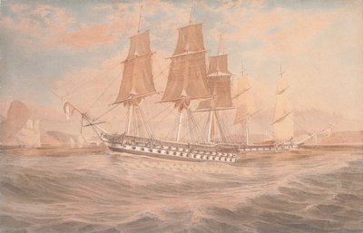 HMS Ganges en Thetis voor de kust van Rio de Janeiro door Emeric Essex Vidal