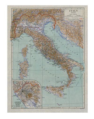 Kaart van het Oude Italië, ca. 1910s door Emery Walker