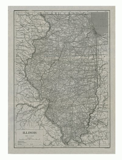 Kaart van Illinois, VS, ca. 1910s door Emery Walker