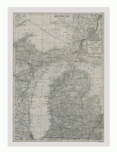Kaart van Michigan, VS, c1900 door Emery Walker