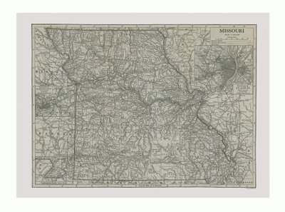 Kaart van Missouri, VS, ca. 1900 door Emery Walker