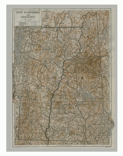 Kaart van New Hampshire en Vermont, VS door Emery Walker